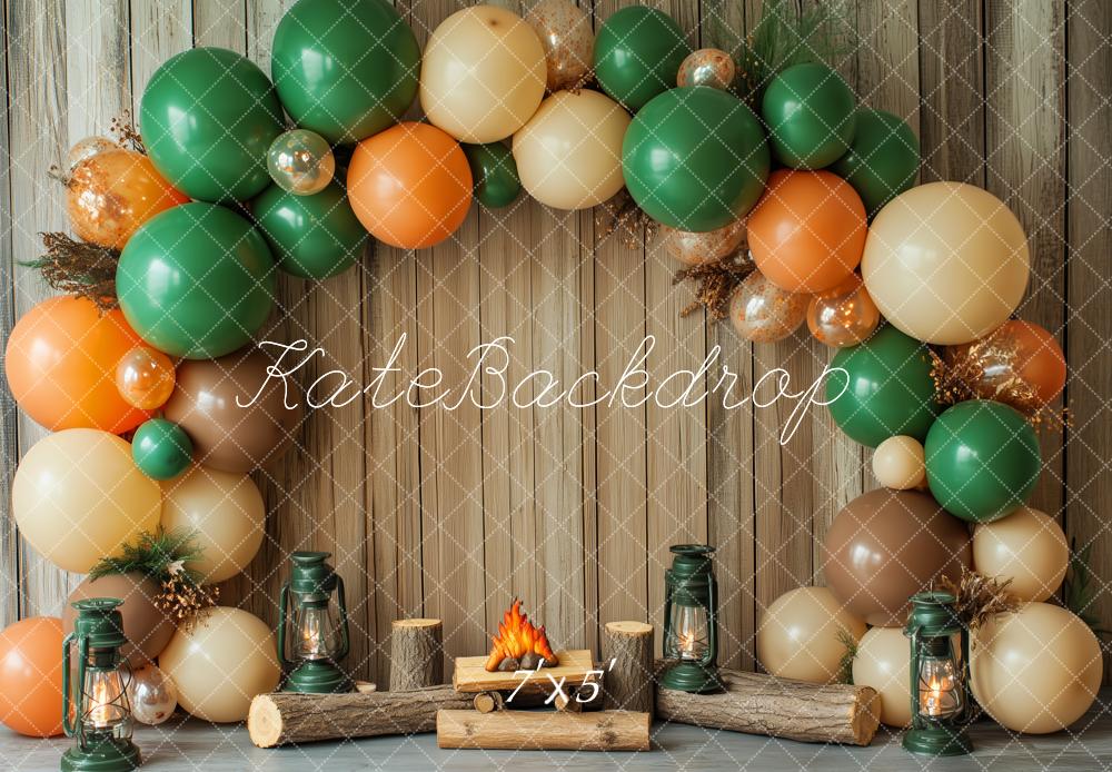 Kate Campingplatz Cake Smash Ballonbogen Hintergrund Entworfen von Patty Robert - Kate Backdrop.de