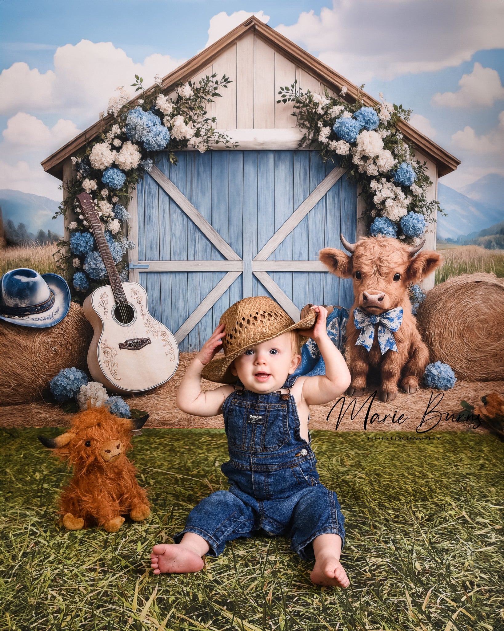 ⚡Blitzangebote #2-Kate Sommer Land im Freien Scheune Blumen Kuh Hintergrund - Kate Backdrop.de