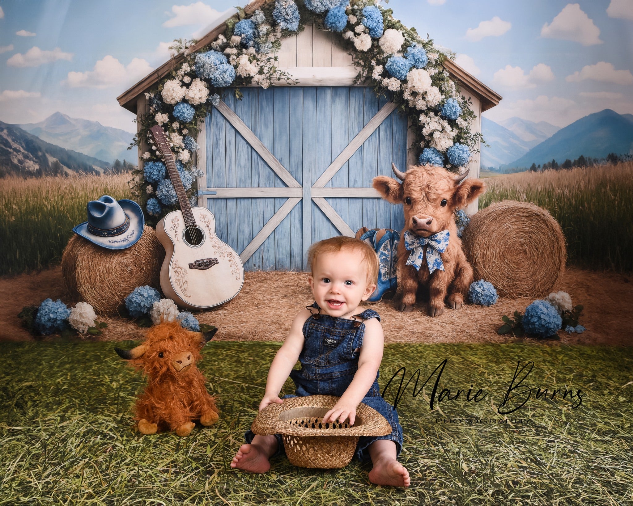 ⚡Blitzangebote #2-Kate Sommer Land im Freien Scheune Blumen Kuh Hintergrund - Kate Backdrop.de