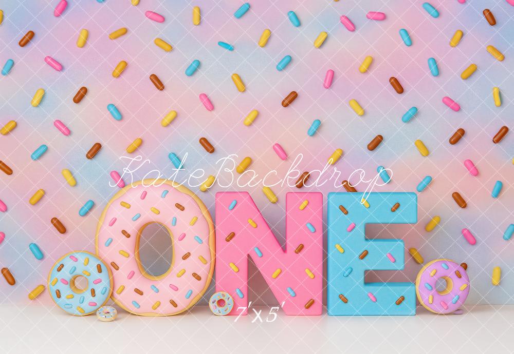 Kate Erster Geburtstag Donut Pastellfarbe Hintergrund von Ashley Paul - Kate Backdrop.de