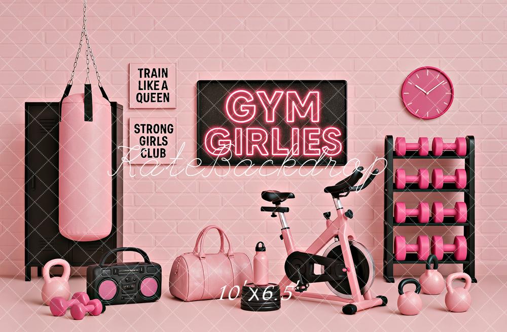 Kate Geburtstag Rosa Gym Fitness Spin Bike Hintergrund von Ashley Paul - Kate Backdrop.de