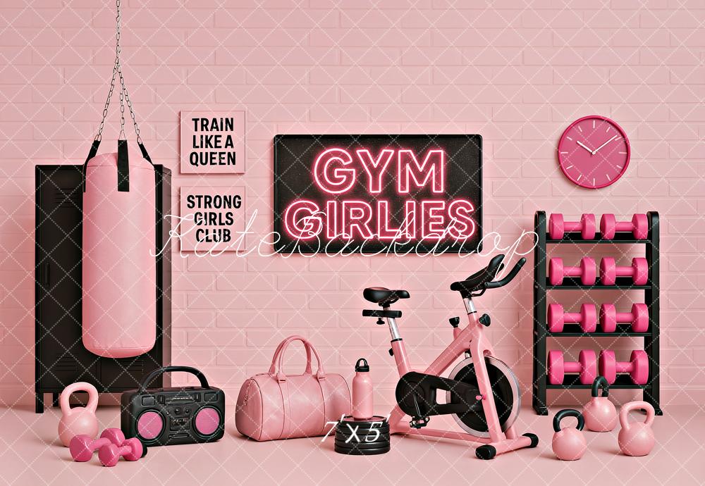 Kate Geburtstag Rosa Gym Fitness Spin Bike Hintergrund von Ashley Paul - Kate Backdrop.de