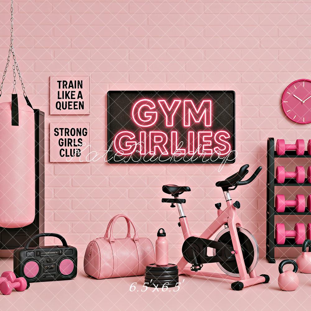 Kate Geburtstag Rosa Gym Fitness Spin Bike Hintergrund von Ashley Paul - Kate Backdrop.de