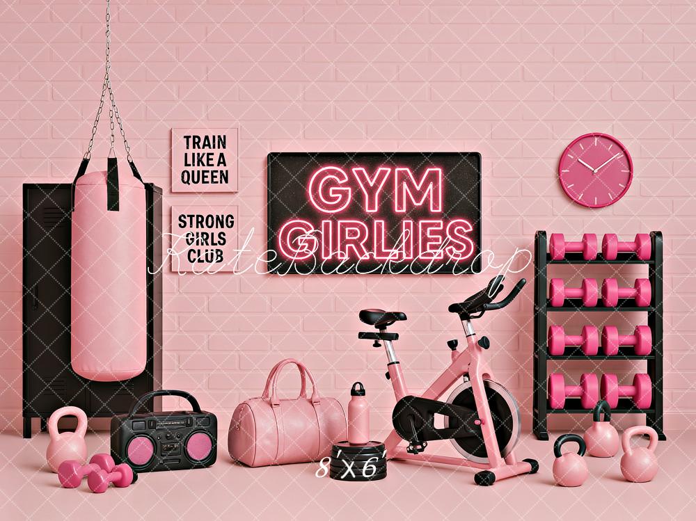 Kate Geburtstag Rosa Gym Fitness Spin Bike Hintergrund von Ashley Paul - Kate Backdrop.de