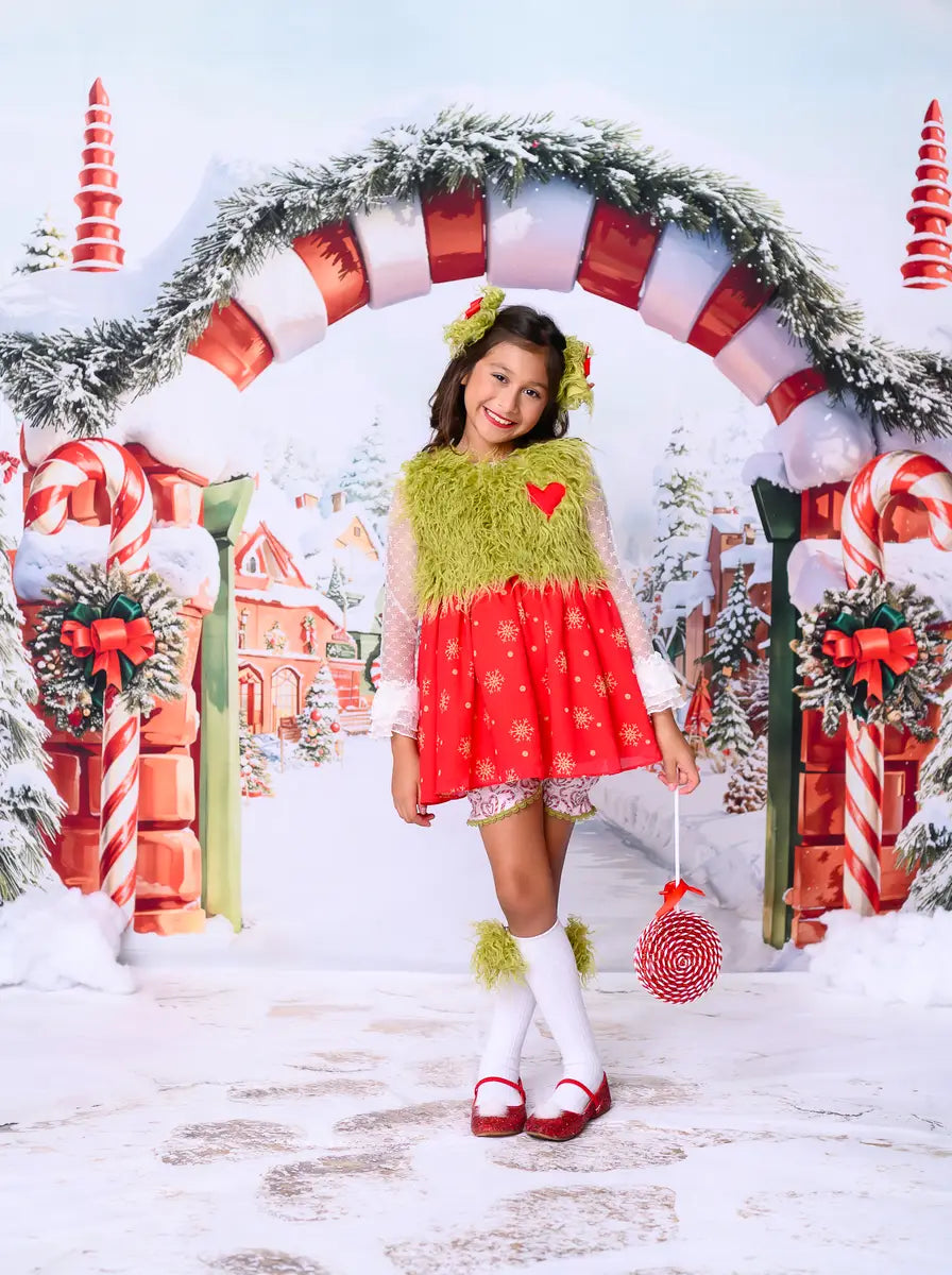 Kate Weihnachten Baum Candy Cane Village Schnee Hintergrund+Winter Schnee Kopfsteinpflaster Weg Boden Hintergrund - Kate Backdrop.de