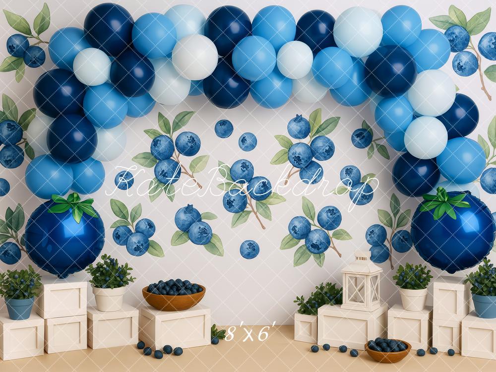 Kate Cake Smash Heidelbeere Ballonbogen Hintergrund Entworfen von Patty Robert - Kate Backdrop.de