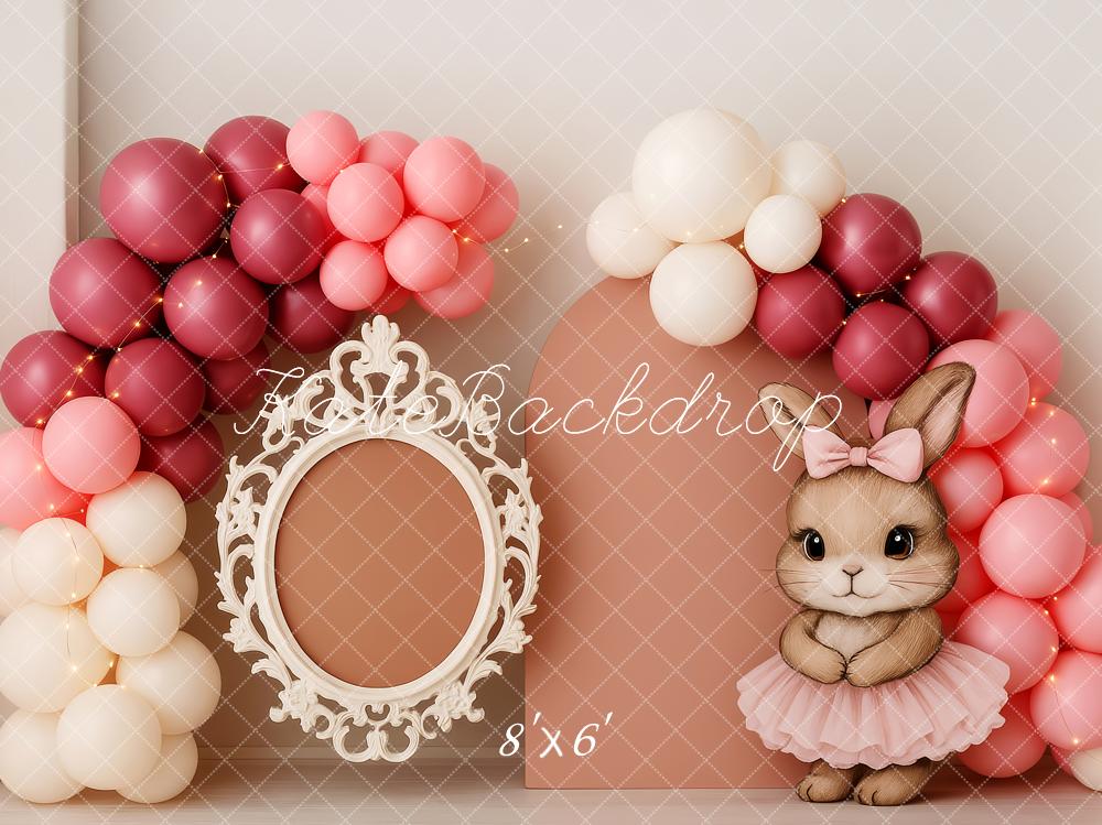 Kate Cake Smash Bunny Luftballon Rahmen Hintergrund Entworfen von Patty Robert - Kate Backdrop.de
