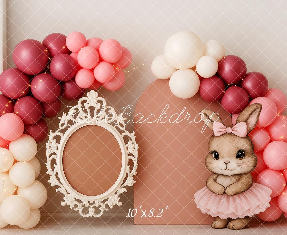Kate Cake Smash Bunny Luftballon Rahmen Hintergrund Entworfen von Patty Robert - Kate Backdrop.de