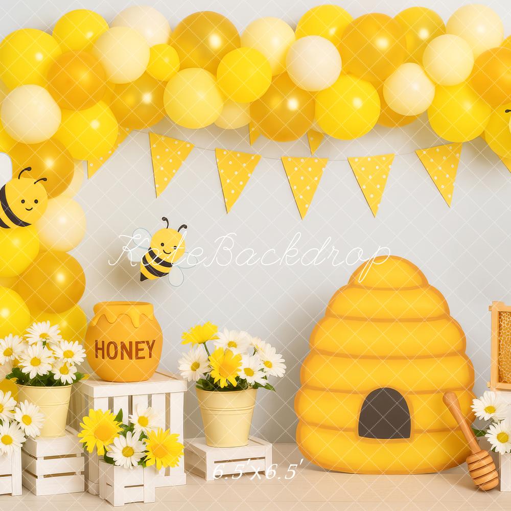 🔥50%OFF-Kate Cake Smash Biene Bienenstock Wabe Luftballon Hintergrund - Kate Backdrop.de