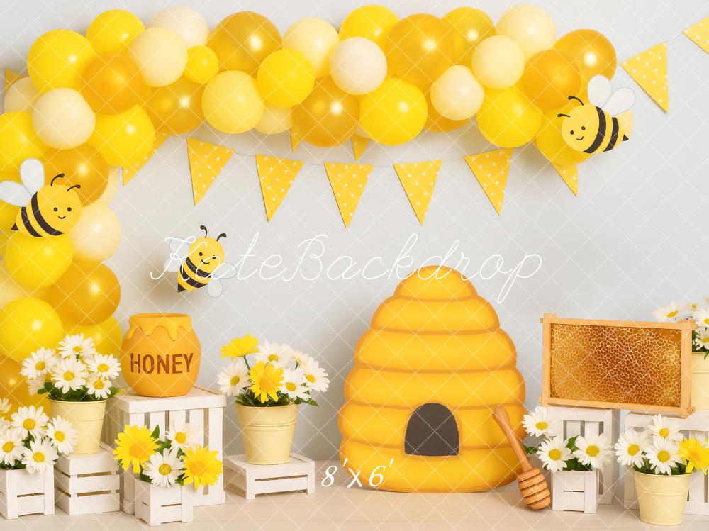 🔥50%OFF-Kate Cake Smash Biene Bienenstock Wabe Luftballon Hintergrund - Kate Backdrop.de