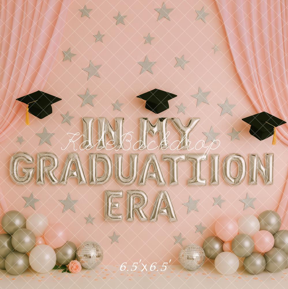 Kate Abschlussballon Sterne Rosa Hintergrund Entworfen von Patty Robert - Kate Backdrop.de