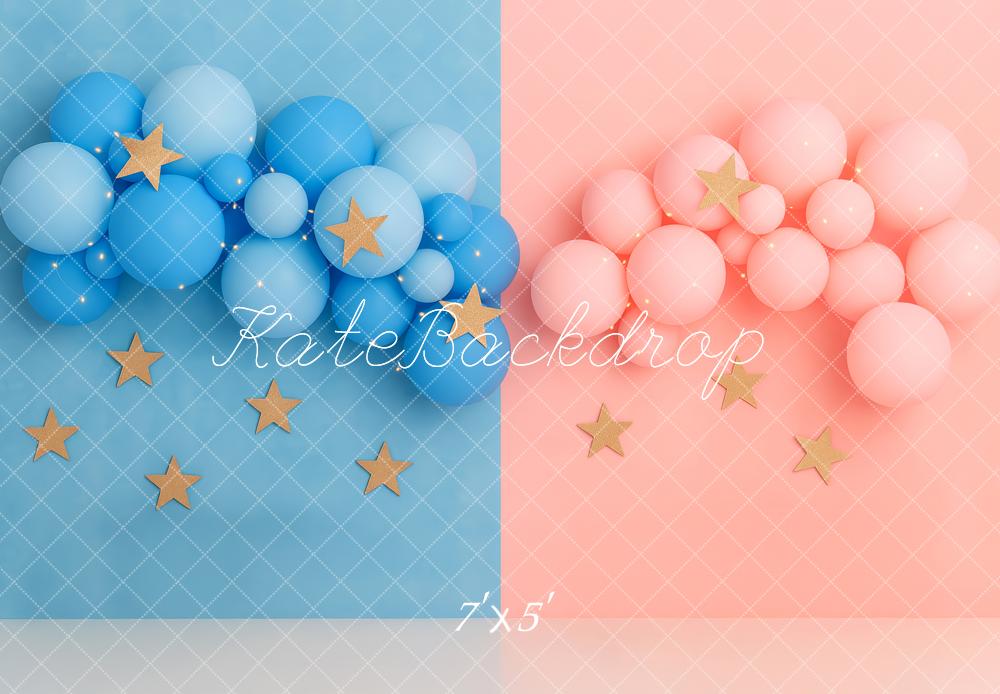🔥50%OFF-Kate Gender Reveal Blau Rosa Ballon Sterne Hintergrund - Kate Backdrop.de