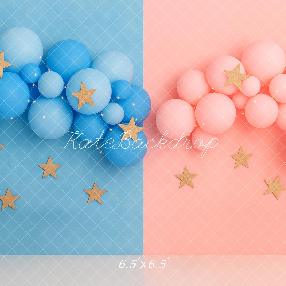 🔥50%OFF-Kate Gender Reveal Blau Rosa Ballon Sterne Hintergrund - Kate Backdrop.de