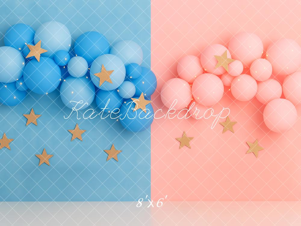 🔥50%OFF-Kate Gender Reveal Blau Rosa Ballon Sterne Hintergrund - Kate Backdrop.de