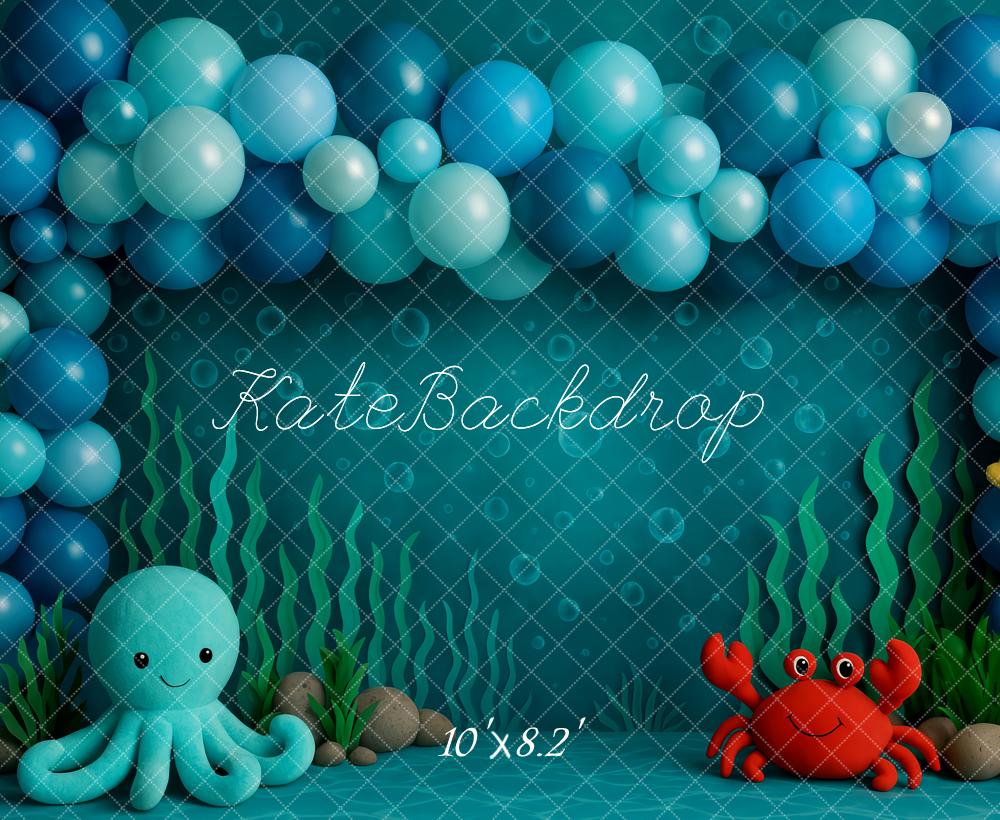 Kate Cake Smash Unterwasser Meerjungfrau Luftballon Hintergrund Entworfen von Patty Robert - Kate Backdrop.de