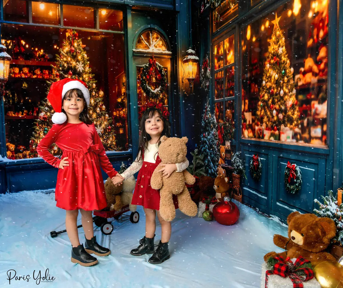 Kate Weihnachten-Baumladen Teddybär Raum Hintergrund-Set - Kate Backdrop.de
