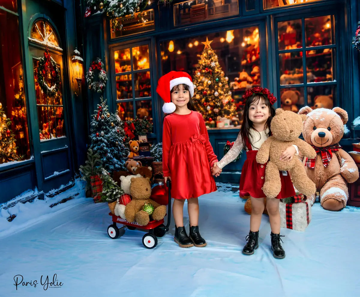 Kate Weihnachten-Baumladen Teddybär Raum Hintergrund-Set - Kate Backdrop.de