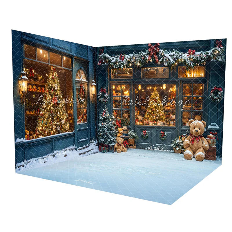 Kate Weihnachten-Baumladen Teddybär Raum Hintergrund-Set - Kate Backdrop.de