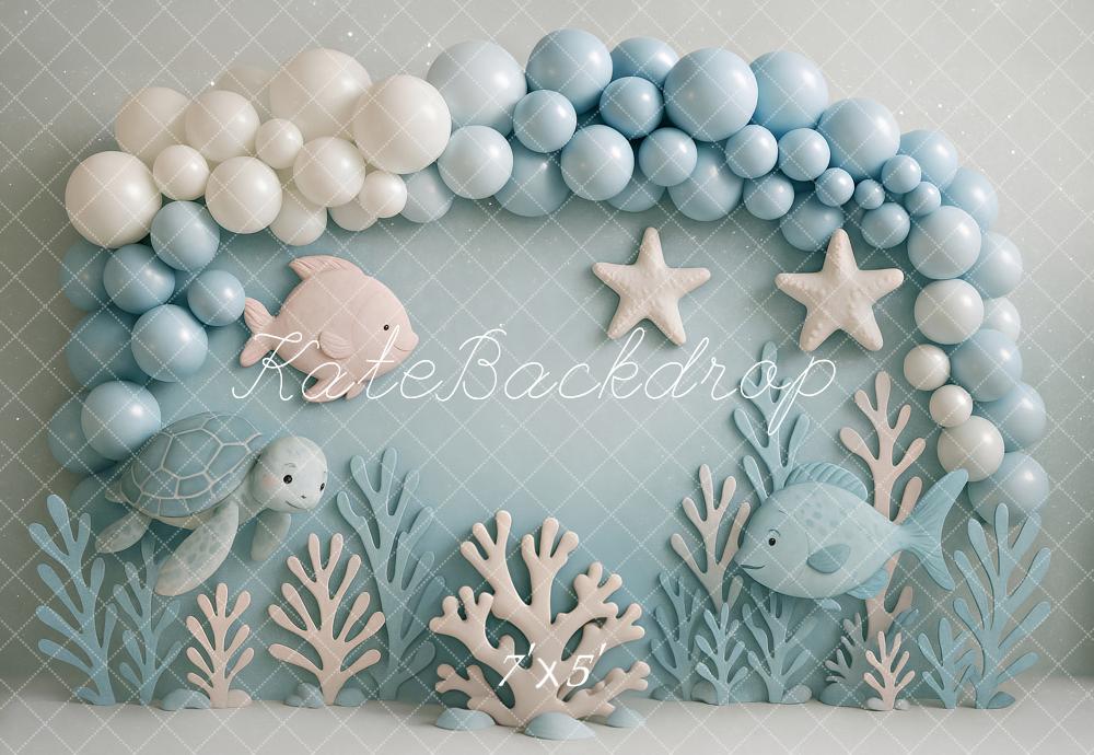 Kate Cake Smash Unterwasser Ozean Fisch Schildkröte Hintergrund von Ashley Paul - Kate Backdrop.de