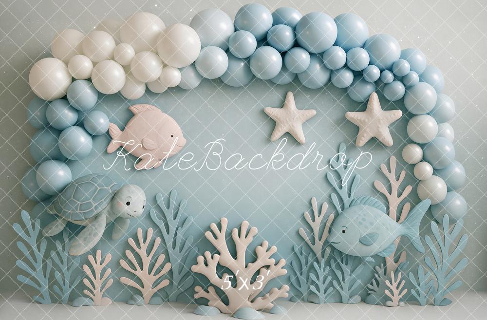 Kate Cake Smash Unterwasser Ozean Fisch Schildkröte Hintergrund von Ashley Paul - Kate Backdrop.de