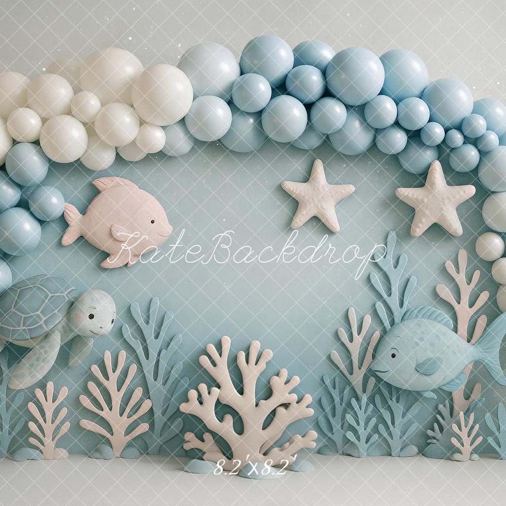Kate Cake Smash Unterwasser Ozean Fisch Schildkröte Hintergrund von Ashley Paul - Kate Backdrop.de
