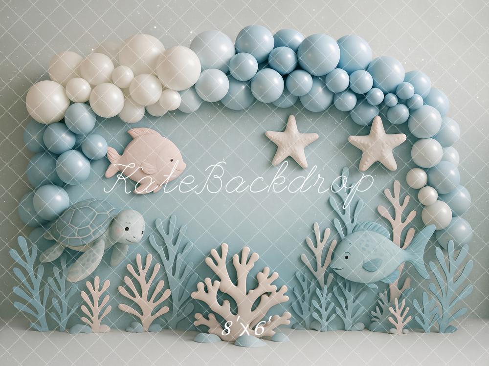 Kate Cake Smash Unterwasser Ozean Fisch Schildkröte Hintergrund von Ashley Paul - Kate Backdrop.de
