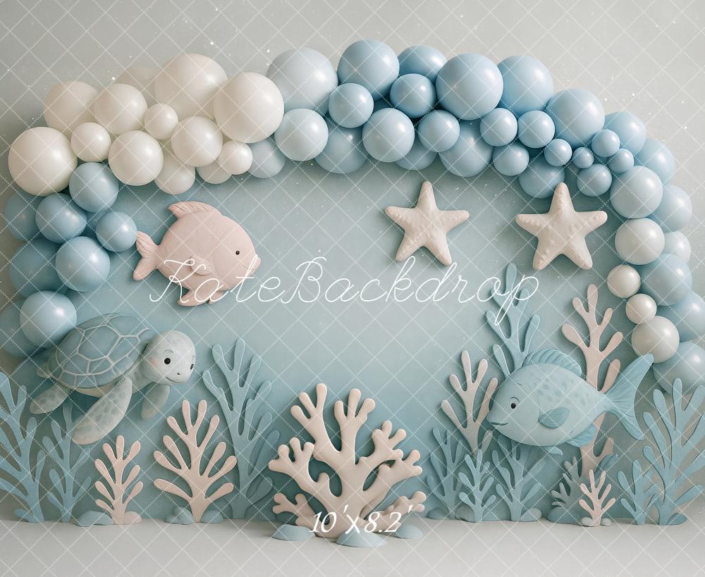 Kate Cake Smash Unterwasser Ozean Fisch Schildkröte Hintergrund von Ashley Paul - Kate Backdrop.de