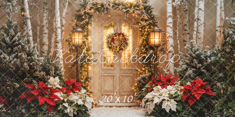 ⚡Blitzangebote #2-Kate Weihnachten Tür Girlande Weihnachtsstern Baum Hintergrund - Kate Backdrop.de