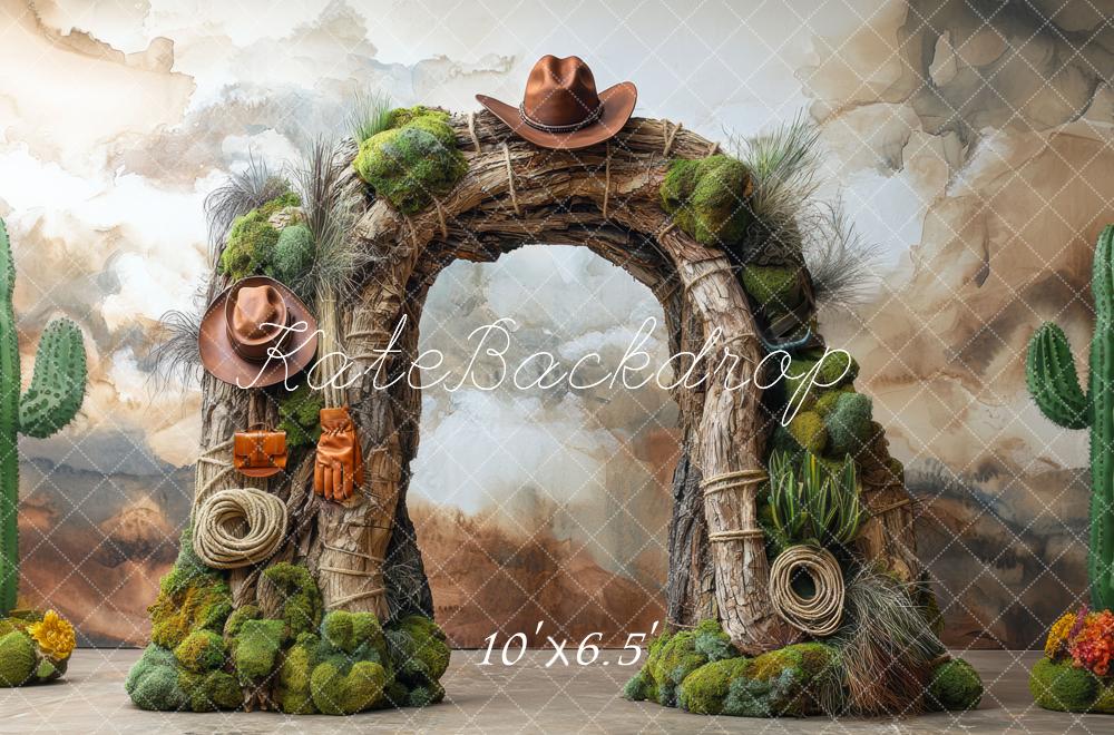 Kate Geburtstag Western Abenteuer Cowboy Bogen Kaktus Hintergrund Entworfen von Mini MakeBelieve - Kate Backdrop.de