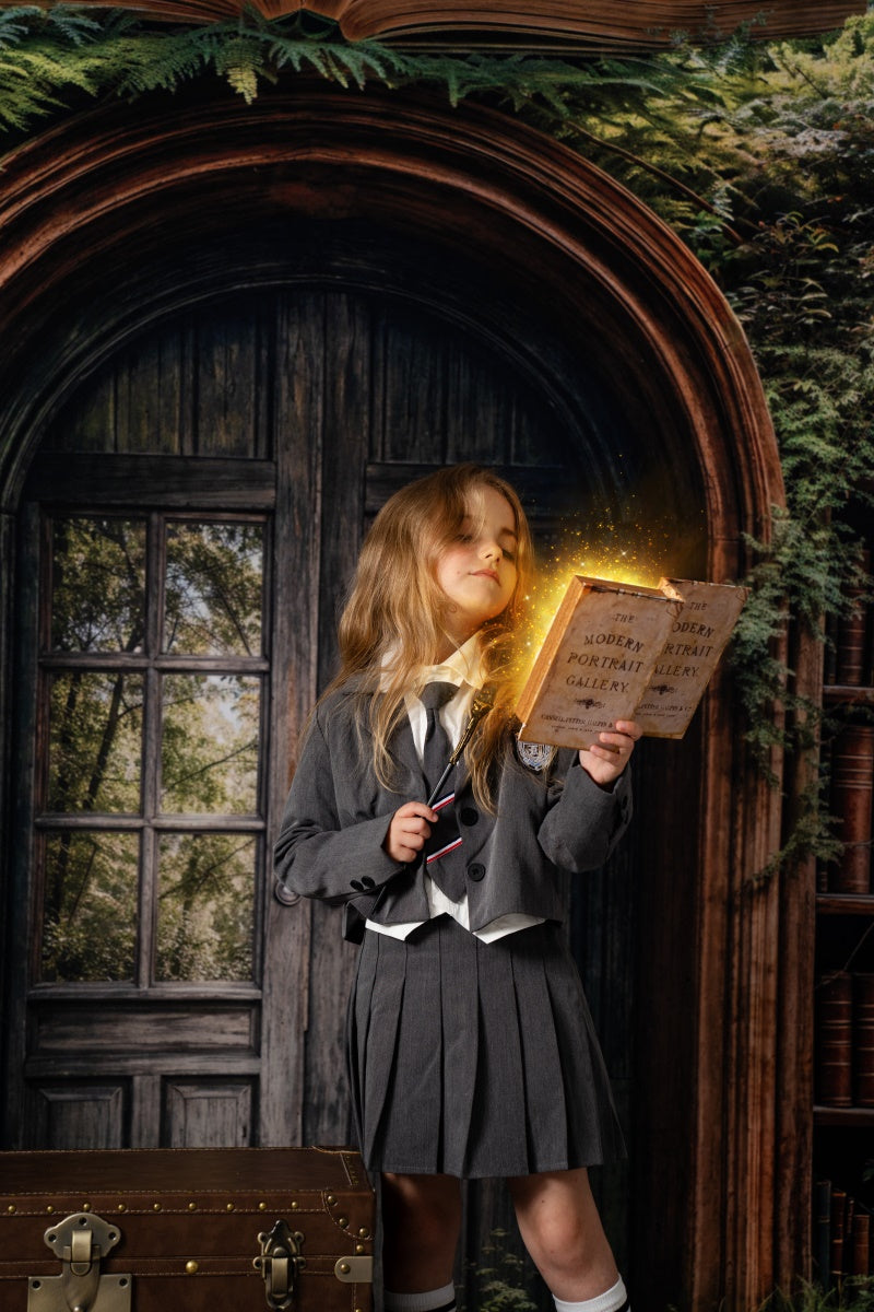 Kate Märchenwald Bücherregal Tür Grün Hintergrund Entworfen von Emetselch