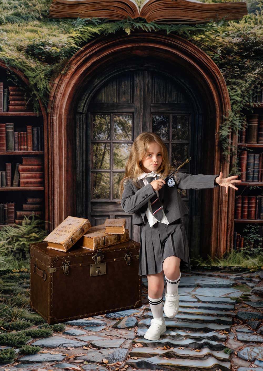 Kate Märchenwald Bücherregal Tür Grün Hintergrund Entworfen von Emetselch