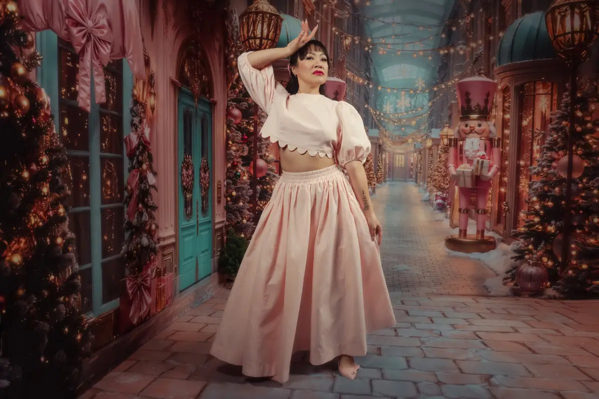 ⚡Blitzangebote #1-Kate Weihnachten Straße Nussknacker Shop Lichter Raum Hintergrund-Set