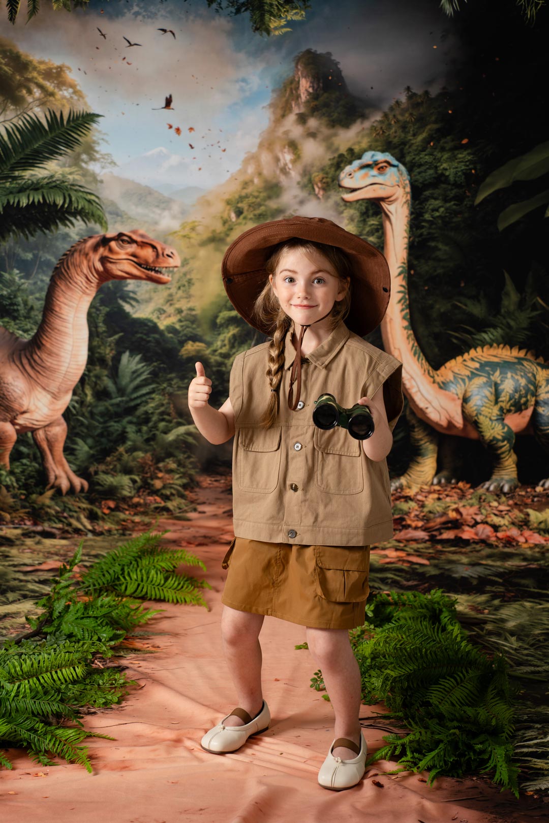 Kate Dinosaurier Dschungel Bäume Grün Hintergrund Entworfen von Emetselch