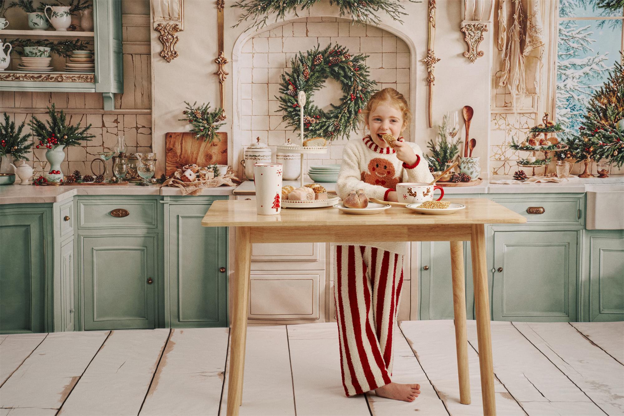 ⚡Blitzangebote-Kate Weihnachten Küche Kränze Vintage Hintergrund Entworfen von Emetselch - Kate Backdrop.de