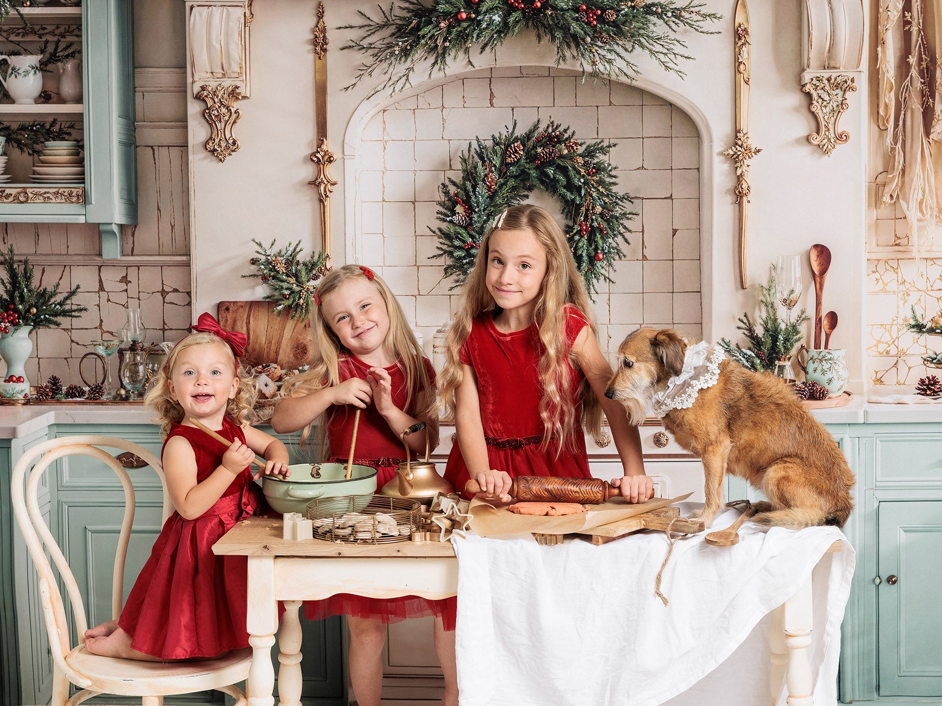 Kate Weihnachten Küche Kränze Vintage Hintergrund Entworfen von Emetselch
