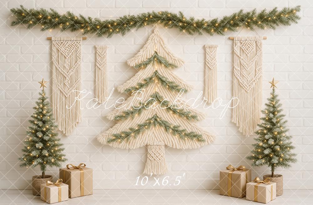 Kate Weihnachten Boho Makramee Baum Hintergrund von Ashley Paul - Kate Backdrop.de