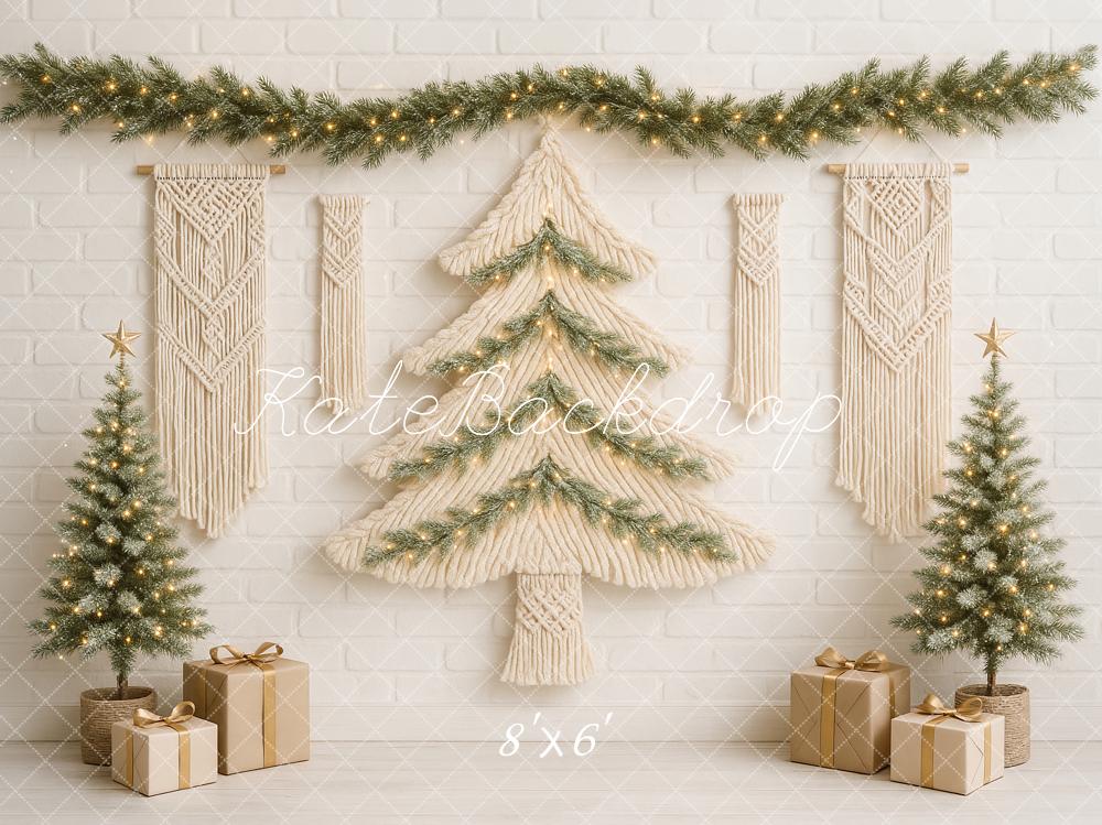 Kate Weihnachten Boho Makramee Baum Hintergrund von Ashley Paul - Kate Backdrop.de