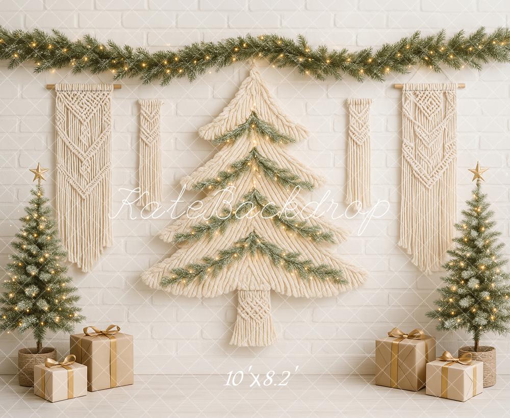 Kate Weihnachten Boho Makramee Baum Hintergrund von Ashley Paul - Kate Backdrop.de