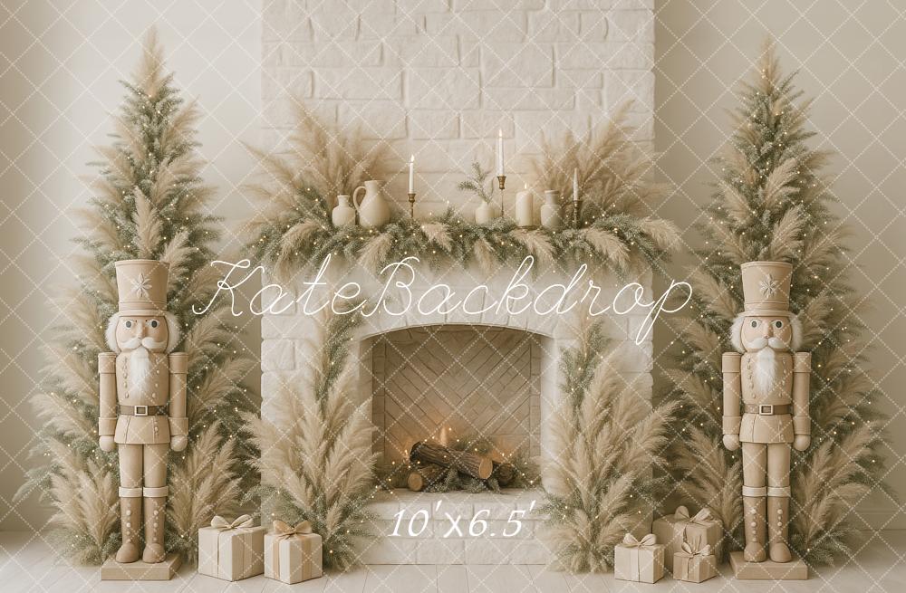 Kate Weihnachten Boho Nussknacker Kamin Hintergrund von Ashley Paul - Kate Backdrop.de