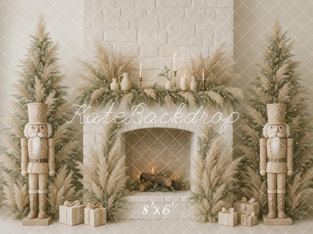 Kate Weihnachten Boho Nussknacker Kamin Hintergrund von Ashley Paul - Kate Backdrop.de