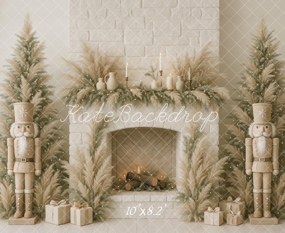 Kate Weihnachten Boho Nussknacker Kamin Hintergrund von Ashley Paul - Kate Backdrop.de