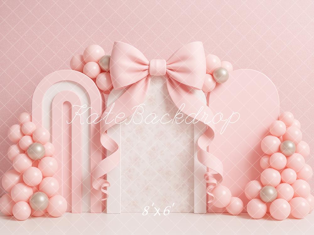 ⚡Blitzangebote #2-Kate Cake Smash Bow Rosa Luftballon Bogen Hintergrund - Kate Backdrop.de