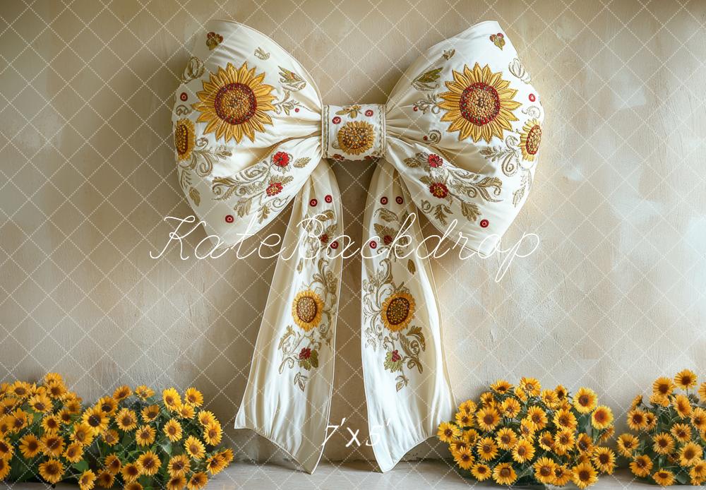 🔥50%OFF-Kate Herbst Sonnenblume Weiß Schleife Blumen Hintergrund - Kate Backdrop.de