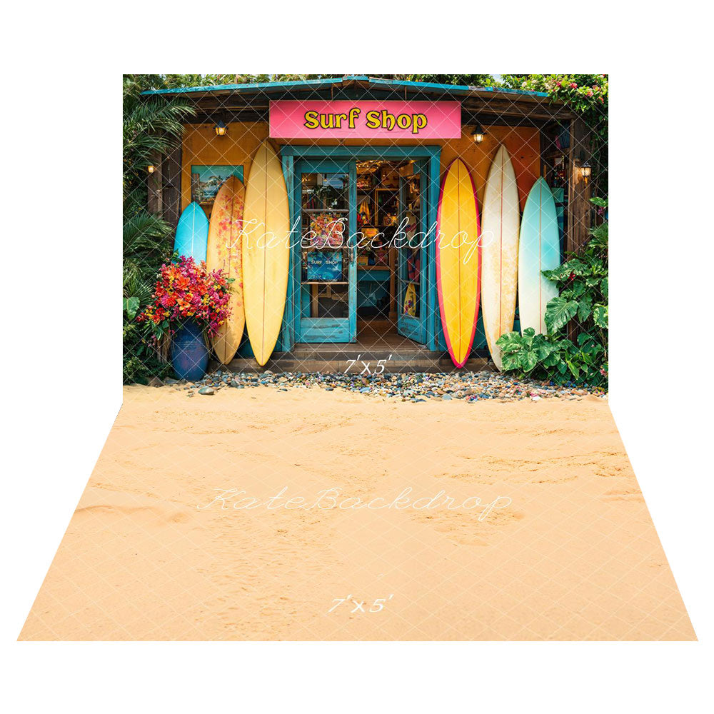Kate Summer Strand Surf Shop Surfbretter Hintergrund+Sommerstrand Sandboden Hintergrund - Kate Backdrop.de