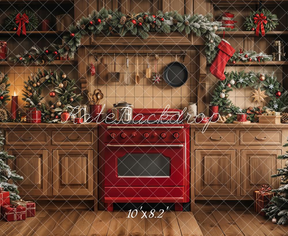 ⚡Blitzangebote #2-Kate Weihnachten Küchen Schrank hölzerne Girlande Hintergrund - Kate Backdrop.de