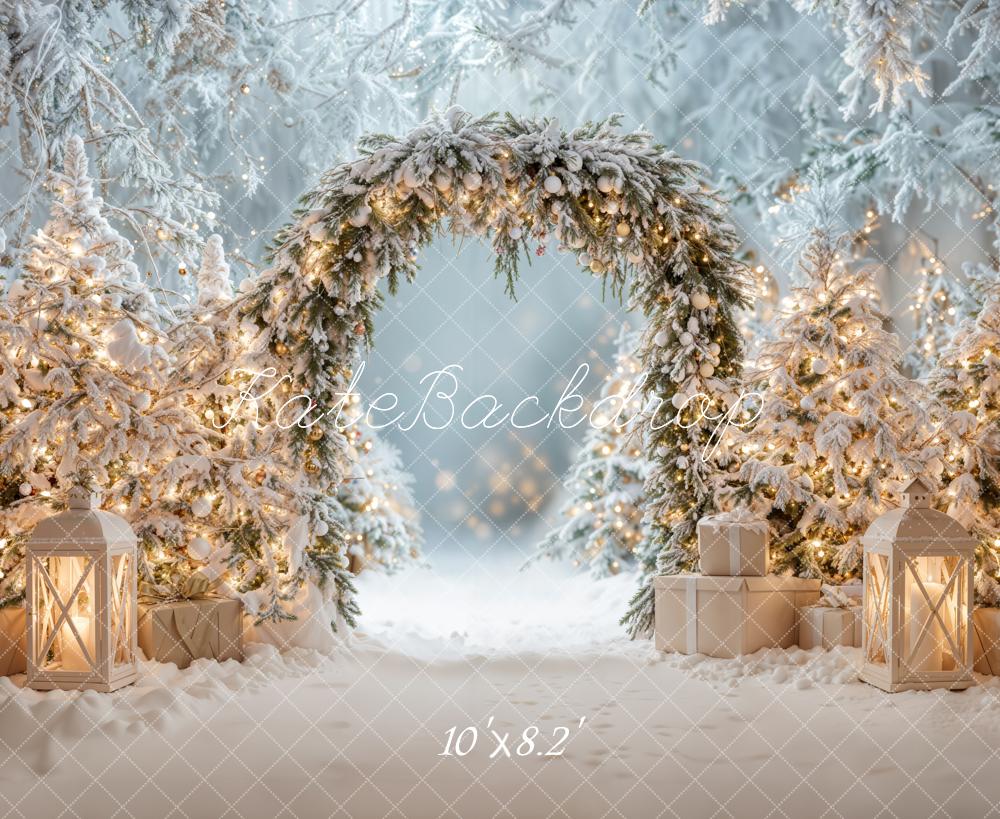 Kate Weihnachten Baum Winter Schnee Bogen Hintergrund entworfen von Emetselch - Kate Backdrop.de