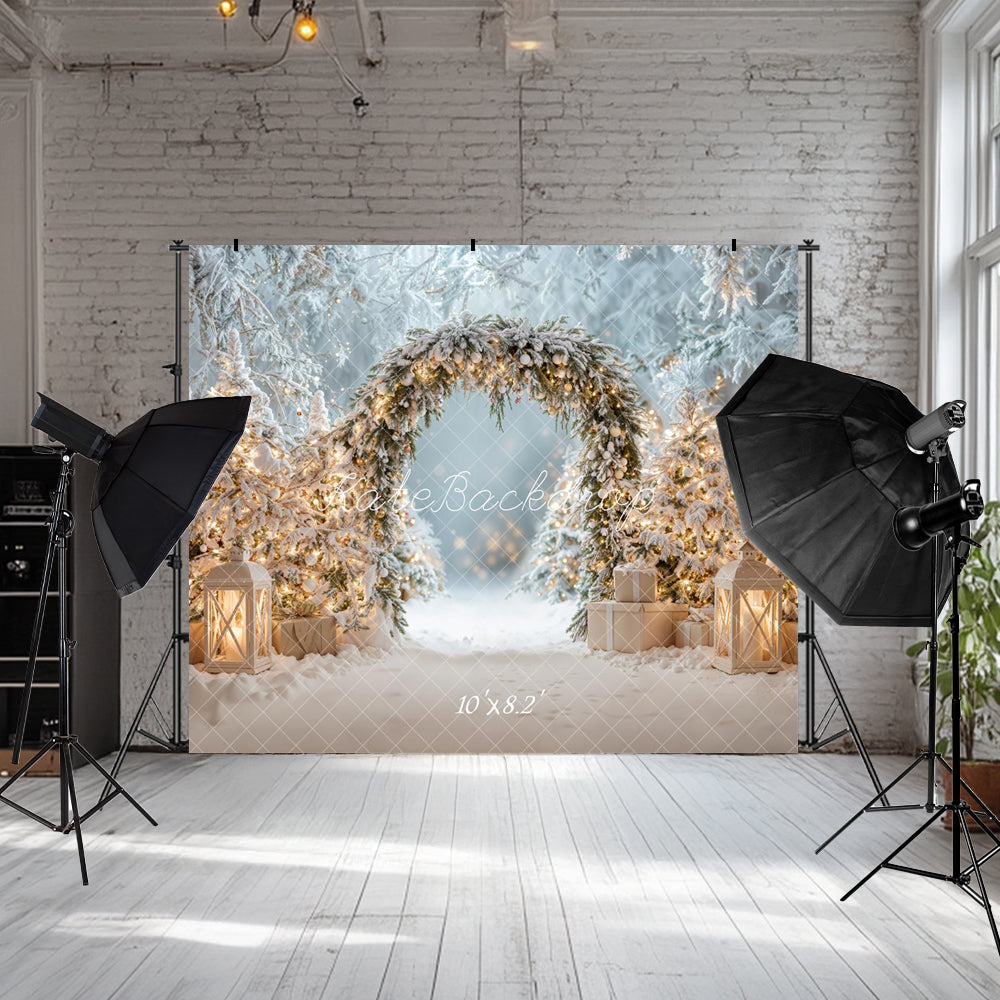Kate Weihnachten Baum Winter Schnee Bogen Hintergrund entworfen von Emetselch - Kate Backdrop.de
