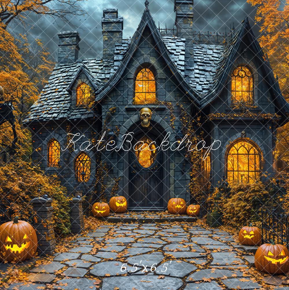 Kate Halloween Spukhaus Kürbisse Ahornbäume Hintergrund entworfen von Emetselch - Kate Backdrop.de