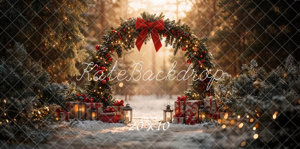 Kate Weihnachten Bogen Wald Sunlit Geschenke Hintergrund entworfen von Emetselch