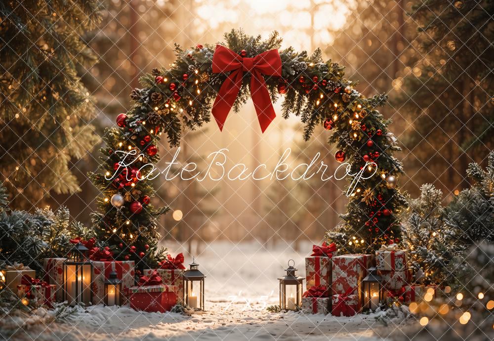 ⚡Blitzangebote #2-Kate Weihnachten Bogen Wald Sunlit Geschenke Hintergrund - Kate Backdrop.de